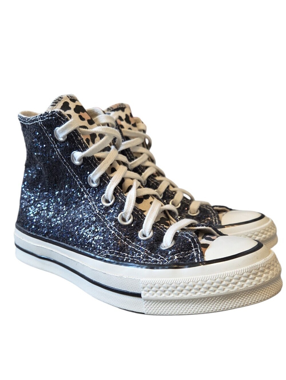 Converse Custom All Star Glitter Leopard Hi Top Limited Edition Sneaker 5.5